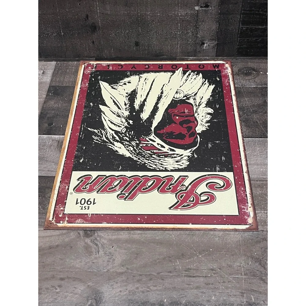 Indian Motorcycle Tin Metal Sign Vintage Retro Wall Decor Est 1901 DE1270